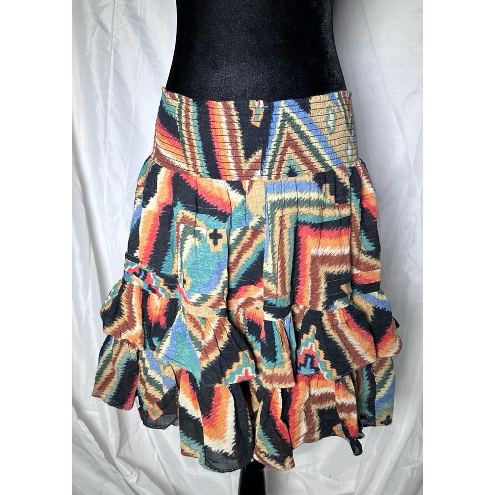 Size 4: Vintage Ralph Lauren Southwestern Layered Flare Ruffle Skirt